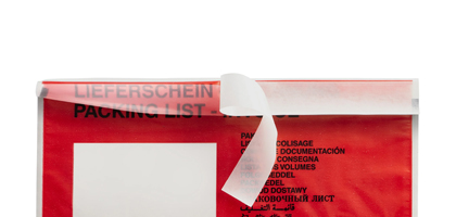 Sobres para albaranes de largo DIN, lámina de PE reciclado, impresión "Contiene documentación"