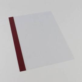 Láminas para encuadernar, borde en cartón cuero con hendidura rojo burdeos / transparente