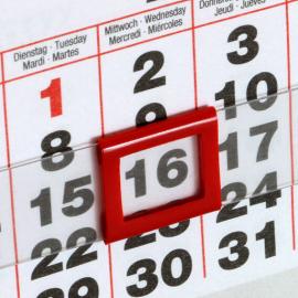 Indicador de fechas para calendario de mesa, diseño en bloc, 8 x 10 mm, para ancho de calendario de 95 mm 