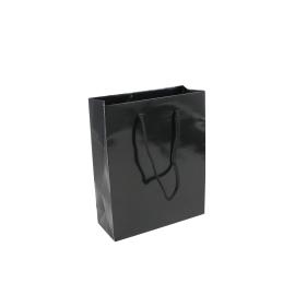 Bolsas para regalo con cordón, 20 x 25 x 8 cm, negro brillante 