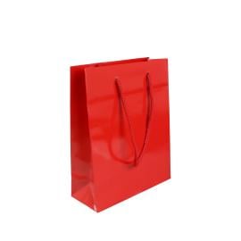 Bolsas para regalo con cordón, 20 x 25 x 8 cm, rojo brillante 