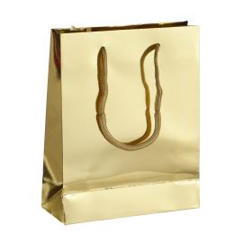 Bolsas para regalo con cordón, 20 x 25 x 8 cm, dorado brillante 
