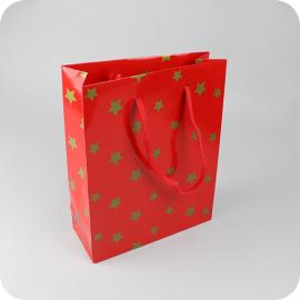 Bolsas para regalo, estrellas navideñas, 20 x 25 x 8 cm, rojo 