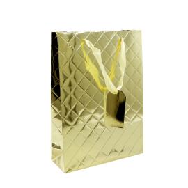 Bolsas para regalo de cuadros, con etiqueta colgante, 25 x 34,5 x 8,5 cm, dorado 
