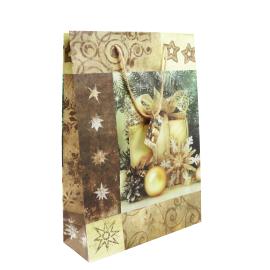 Bolsas para regalo, motivo navideño, 25 x 34,5 x 8,4 cm, dorado 