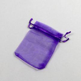 Bolsitas de organza con cierre de cinta de raso púrpura | 75 x 100 mm