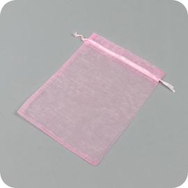 Bolsitas de organza con cierre de cinta de raso rosa | 150 x 200 mm