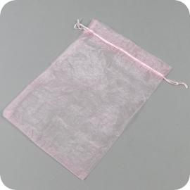 Bolsitas de organza con cierre de cinta de raso rosa | 200 x 300 mm