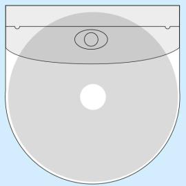 Estuches para CD, autoadhesivos, parte inferior redonda, con solapa 