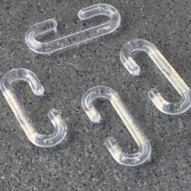 Gancho en C, 38 mm de largo, plástico transparente 
