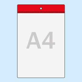 Fundas portacredenciales para colgar A4 vertical, rojo, agujero redondo 