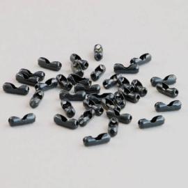 Cierres a presión para cadenas de bolas 2,4 mm, negro, metal 
