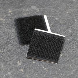 Tramos recortados de bandas de sujeción por contacto, autoadhesivo, gancho y bucle (en pares) 25 x 25 mm | negro