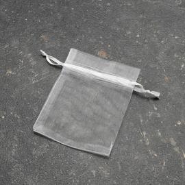 Bolsitas de organza con cierre de cinta de raso blanco | 75 x 100 mm