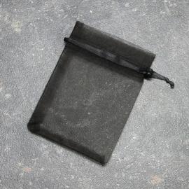 Bolsitas de organza con cierre de cinta de raso negro | 100 x 120 mm