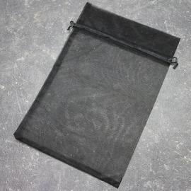 Bolsitas de organza con cierre de cinta de raso negro | 200 x 300 mm