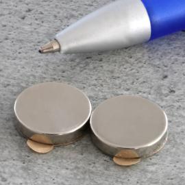 Imanes de neodimio con forma de disco, autoadhesivos, 15 mm x 2,5 mm, N35 