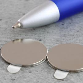 Imanes de neodimio con forma de disco, autoadhesivos, 18 mm x 2 mm, N35 