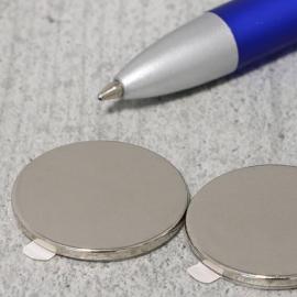 Imanes de neodimio con forma de disco, autoadhesivos, 25 mm x 2 mm, N35 