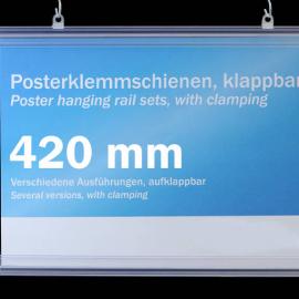 Tiras de sujeción para carteles, plástico, plegables 420 mm | transparente