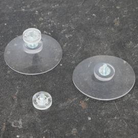 Ventosas con tuerca moleteada 50 mm | M4, 6 mm de largo | arandela de plástico transparente