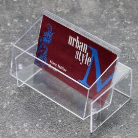 Cajita para tarjetas de visita, 96 x 61 x 40 mm, ajustable, transparente 34 mm | 100 piezas por caja