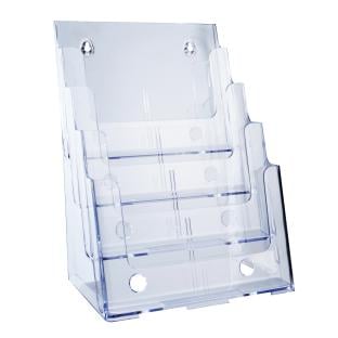 Portafolletos, A4, 4 compartimentos, vertical, transparente 