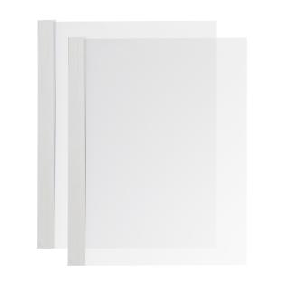 Láminas para encuadernar, borde en cartón cuero con hendidura blanco|transparente