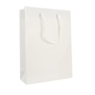 Bolsas para regalo con cordón, 20 x 25 x 8 cm, blanco brillante 