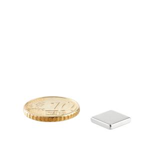 Imanes rectangulares de neodimio, niquelado 10 x 10 mm | 2 mm