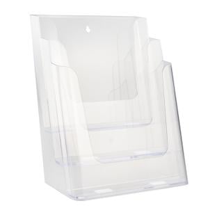 Portafolletos A4 vertical, 3 compartimentos, transparente 