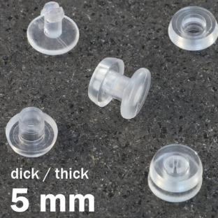 Remaches a presión de plástico, versión gruesa transparente | 5 mm