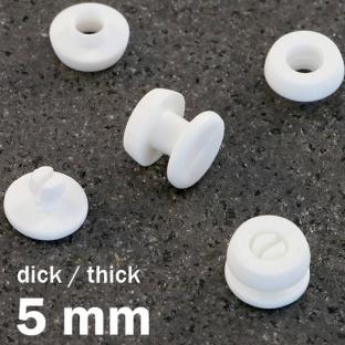 Remaches a presión de plástico, versión gruesa blanco | 5 mm