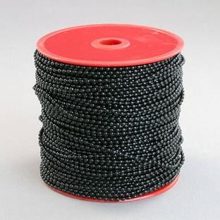 Cadenas de bolas 2,4 mm diámetro de bola, negra, metal (rollo con 100 m) 