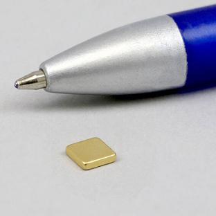 Imanes rectangulares de neodimio, dorado 5 x 5 mm | 1.2 mm