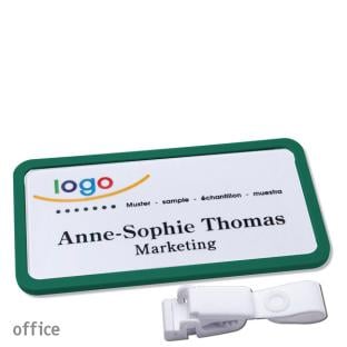 Tarjetas identificativas clip de plástico Office 40, verde 