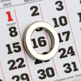 Imanes con forma de anillo como indicadores de fechas para calendarios de mesa, neodimio, N40, niquelados, incl. discos de metal adecuados 15 mm | 10 mm
