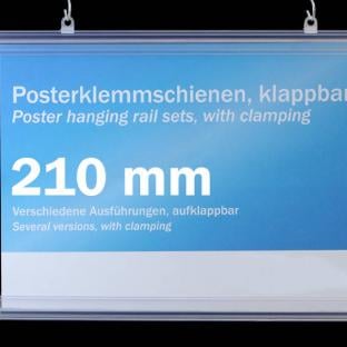 Tiras de sujeción para carteles, plástico, plegables 210 mm | transparente