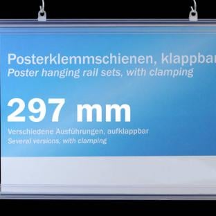 Tiras de sujeción para carteles, plástico, plegables 297 mm | transparente
