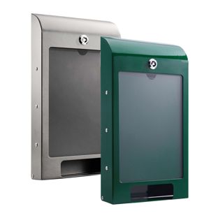 Dispensador de bolsas para perros, con compartimiento informativo A4, acero 