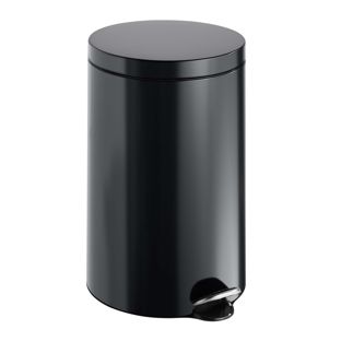 Cubo de basura con pedal 12 L acero  | negro  | mate 