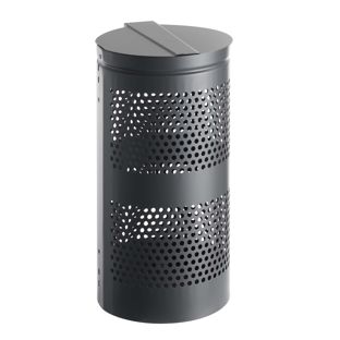 Cubo de basura con tapa, para exteriores, 38 L, acero, gris 