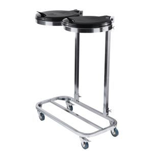 Soporte bolsas basura 120 litros doble con tapa, con ruedas, acero 