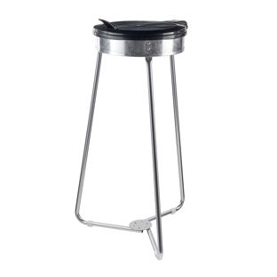 Soporte bolsas basura 120 litros con tapa redonda, 1 compartimento, acero 