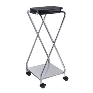 Soporte bolsas basura 120 litros con tapa, con ruedas, 1 compartimento, acero 