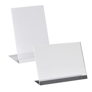 Soporte expositor en L de metacrilato con base de aluminio 