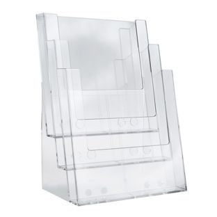 Portafolletos, 3 compartimento, poliestireno, formato vertical, transparente, Taymar 