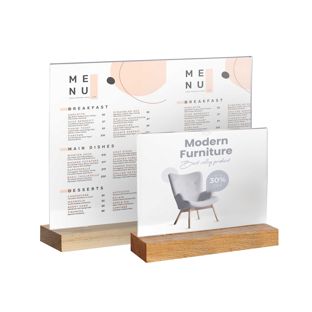 Soporte metacrilato con base de madera 