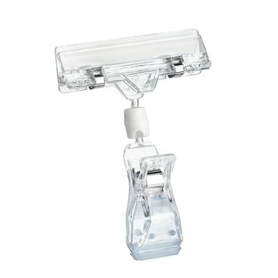 Clip identificador con broche grande y portaprecios,  transparente 