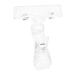Soporte para precios con broche grande y portaprecios, con ajuste ángulo, transparente 